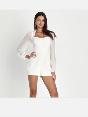 Lulus Romper With Mesh Skeeves